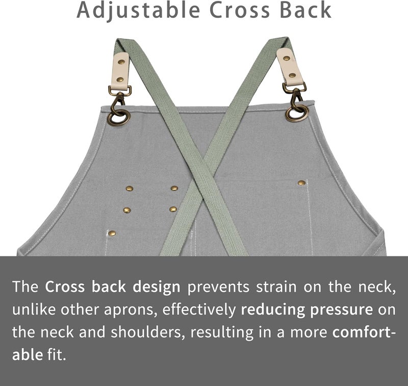 Dulabi Apron, Adjustable Chef Apron for Women and Men with Large Pockets, Cooking Kitchen Apron with Back Straps - Image 5